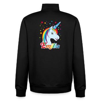 Emilia, maiden name, favorite name - Unisex Organic Zip Sweatshirt by Stanley/Stella - black - Back - AI Model Male 185 light (185cm)