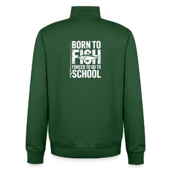 Geboren zum Fischen, gezwungen, zur Schule zu gehen - Unisex Organic Zip Sweatshirt von Stanley/Stella - Flaschengrün - Hinten - AI Model Male 185 dark (185cm)