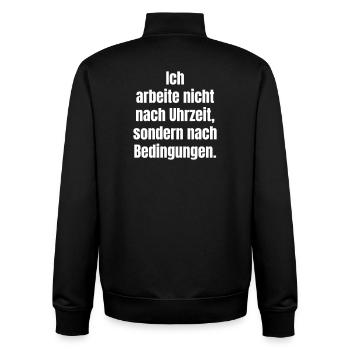 Bedingungen statt Uhrzeit Spruch - Unisex Organic Zip Sweatshirt von Stanley/Stella - Schwarz - Hinten - AI Model Male 185 light (185cm)