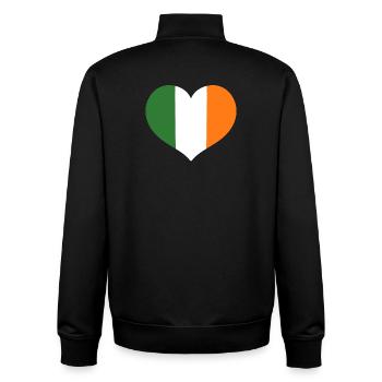 Emblème du drapeau irlandais en forme de cœur - Sweat zippé unisexe en coton bio Stanley/Stella - noir - Dos - AI Model Male 185 light (185cm)
