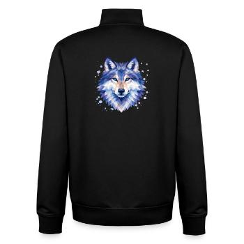 Geometrisches Wolf Design | Wildtier Kunst Print - Unisex Organic Zip Sweatshirt von Stanley/Stella - Schwarz - Hinten - AI Model Male 185 light (185cm)
