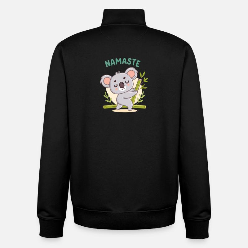 Koala Namaste Bambou Pastel - Sweat zippé unisexe en coton bio Stanley/Stella - noir