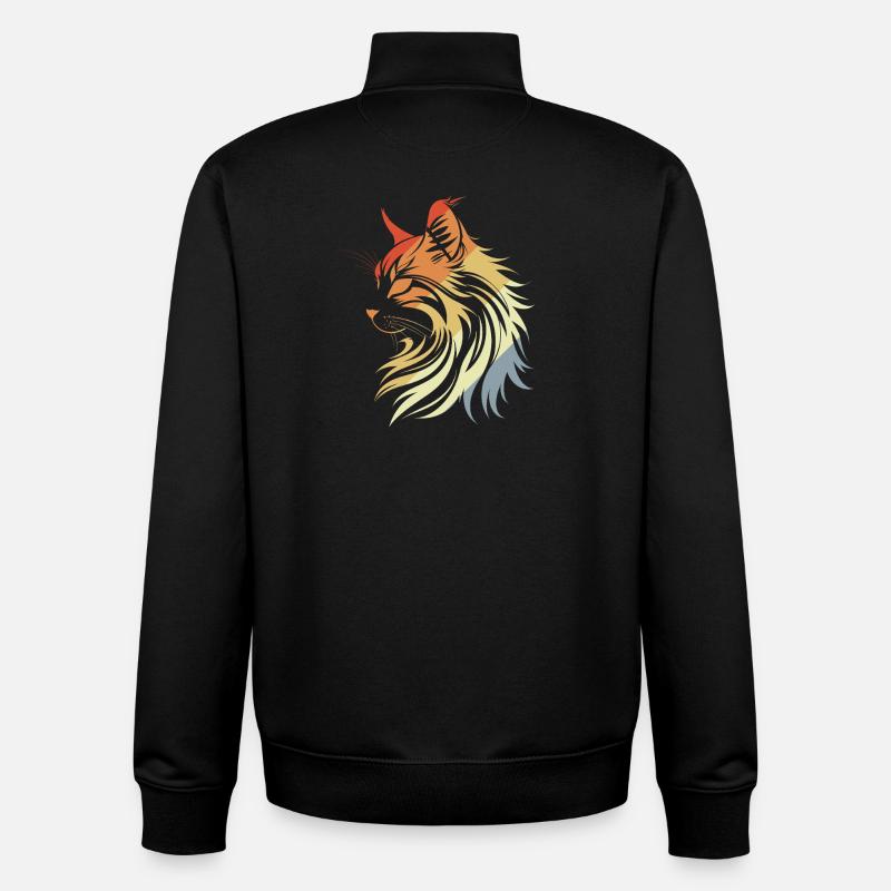 Katze Retro Stil - Unisex Organic Zip Sweatshirt von Stanley/Stella - Schwarz