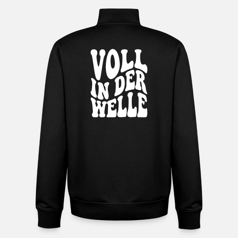 Plein dans la vague - Sweat zippé unisexe en coton bio Stanley/Stella - noir