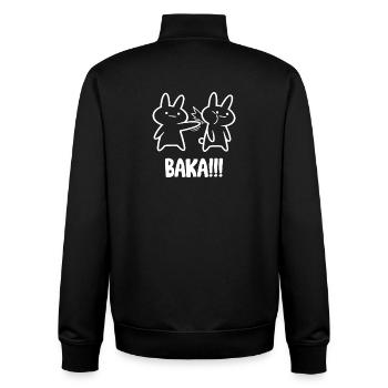 Baka Rabbit Slap Anime Funny Japanese Otaku - Unisex Organic Zip Sweatshirt by Stanley/Stella - black - Back - AI Model Male 185 light (185cm)