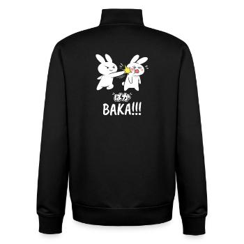 Baka Rabbit Slap Anime Funny Japanese Otaku - Unisex Organic Zip Sweatshirt by Stanley/Stella - black - Back - AI Model Male 185 light (185cm)