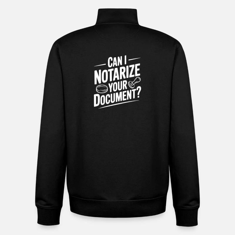 Puis-je notarier votre document ? - Sweat zippé unisexe en coton bio Stanley/Stella - noir