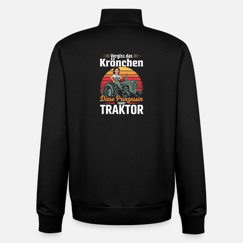 Princess on Tractor Retro - Unisex Organic Zip Sweatshirt by Stanley/Stella - black
