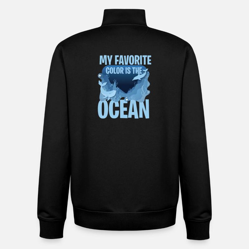 Ma couleur préférée : mer - Sweat zippé unisexe en coton bio Stanley/Stella - noir