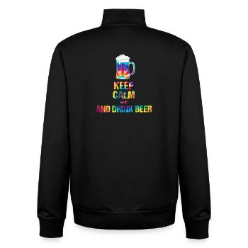 Keep  Calm and drink beer Tie-Dye - Unisex Organic Zip Sweatshirt von Stanley/Stella - Schwarz - Hinten - AI Model Male 185 light (185cm)