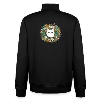 Cat's head in a wreath of flowers - Unisex Organic Zip Sweatshirt by Stanley/Stella - black - Back - AI Model Male 185 light (185cm)