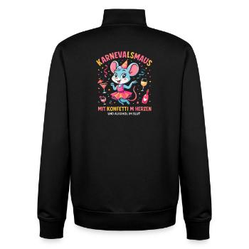 Karneval Maus Konfetti Herz Spruch Fastnacht  - Unisex Organic Zip Sweatshirt von Stanley/Stella - Schwarz - Hinten - AI Model Male 185 light (185cm)