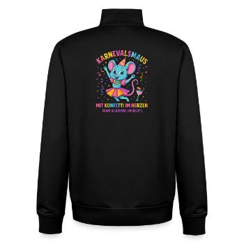Karneval Maus Konfetti Herz Spruch Fastnacht  - Unisex Organic Zip Sweatshirt von Stanley/Stella - Schwarz - Hinten - AI Model Male 185 light (185cm)