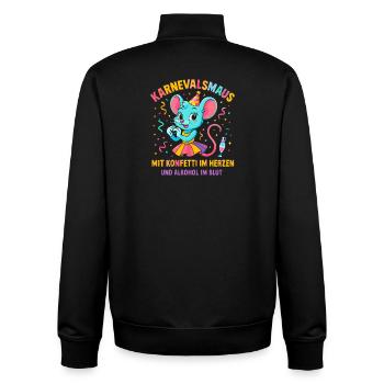 Karneval Maus Konfetti Herz Spruch Fastnacht  - Unisex Organic Zip Sweatshirt von Stanley/Stella - Schwarz - Hinten - AI Model Male 185 light (185cm)