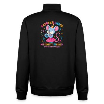 Karneval Maus Konfetti Herz Spruch Fastnacht  - Unisex Organic Zip Sweatshirt von Stanley/Stella - Schwarz - Hinten - AI Model Male 185 light (185cm)