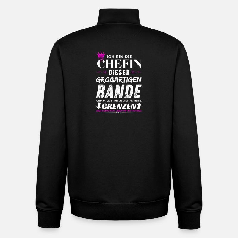 Chefin dieser Großartigen Bande Chefin Geschenke - Sweat zippé unisexe en coton bio Stanley/Stella - noir