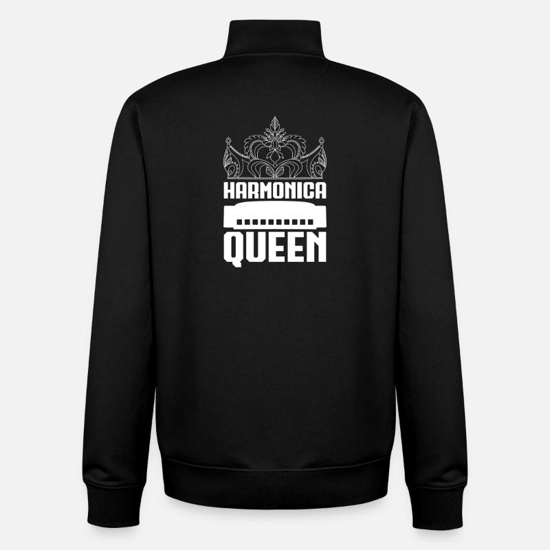Harmonica Musican Queen Harmonica - Unisex Organic Zip Sweatshirt by Stanley/Stella - black