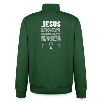 Jésus est mon Dieu, mon roi, mon seigneur - Sweat zippé unisexe en coton bio Stanley/Stella - vert bouteille - Dos - AI Model Male 185 dark (185cm)