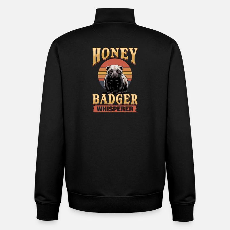 Blaireau drôle - Sweat zippé unisexe en coton bio Stanley/Stella - noir