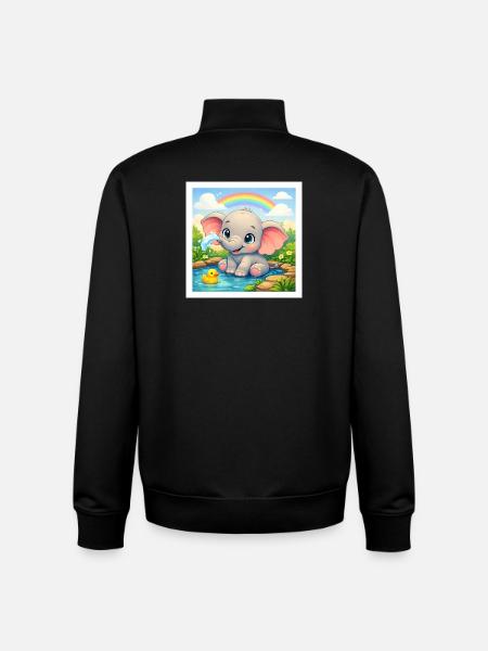 Elli l’Éléphant - Sweat zippé unisexe en coton bio Stanley/Stella - noir