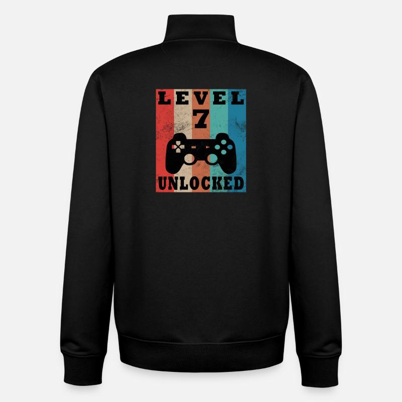 Level 7 freigeschaltet Retro-Controller - Unisex Organic Zip Sweatshirt von Stanley/Stella - Schwarz