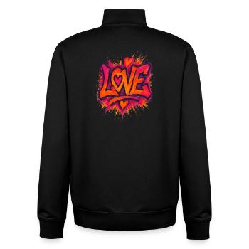Amour - Cœur - Saint Valentin - Mariage - Sweat zippé unisexe en coton bio Stanley/Stella - noir - Dos - AI Model Male 185 light (185cm)