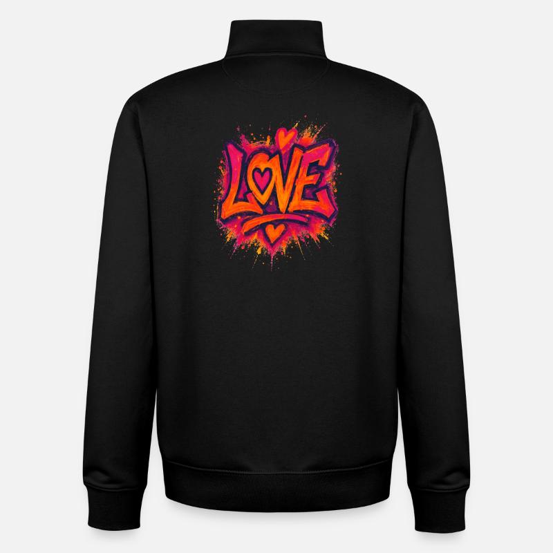 Amour - Cœur - Saint Valentin - Mariage - Sweat zippé unisexe en coton bio Stanley/Stella - noir
