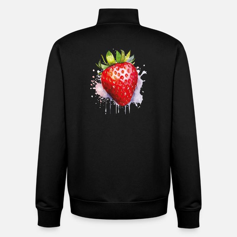 Wasserfarbene Erdbeere Spritzer - Unisex Organic Zip Sweatshirt von Stanley/Stella - Schwarz
