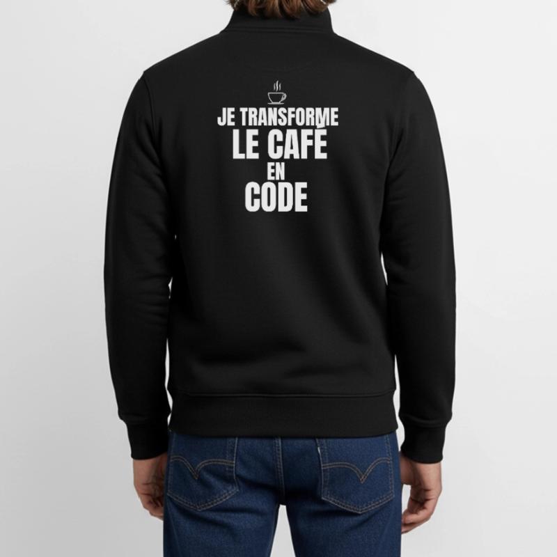Je transforme le café en code Sweat zippé unisexe en coton bio Stanley/Stella