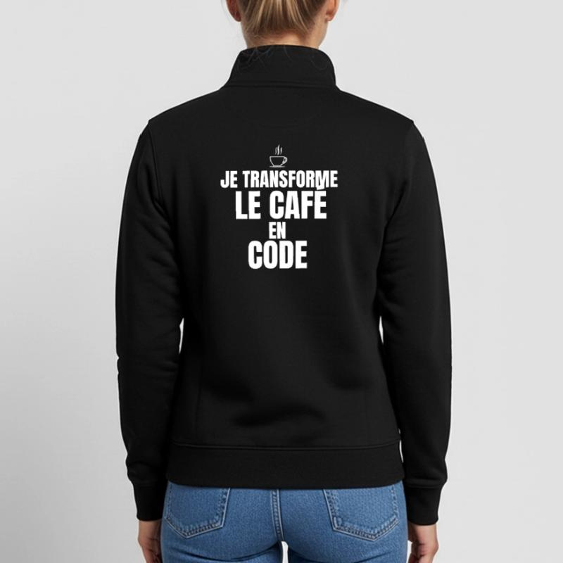 Je transforme le café en code Sweat zippé unisexe en coton bio Stanley/Stella