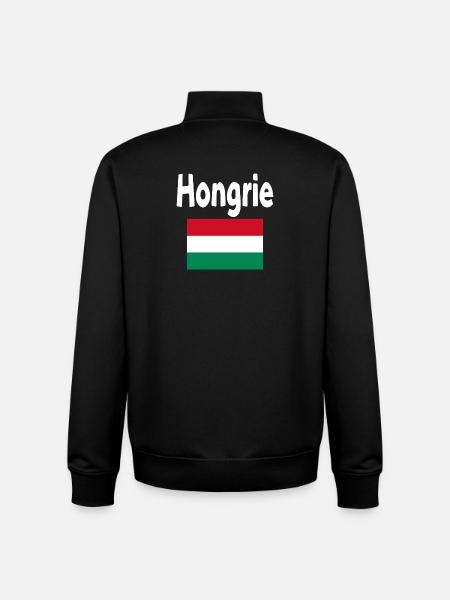 Hungary Flag and word Hungary - Unisex Organic Zip Sweatshirt by Stanley/Stella - black