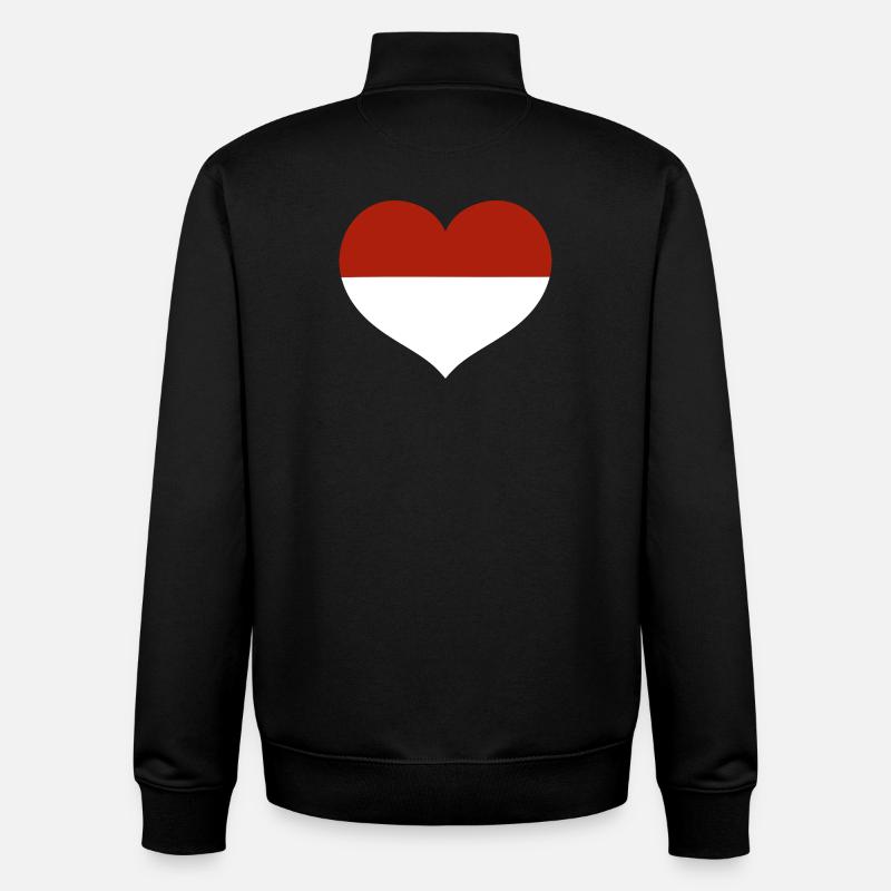 Flaggenherz von Monaco - Unisex Organic Zip Sweatshirt von Stanley/Stella - Schwarz