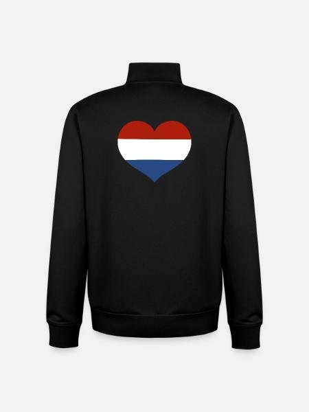 Netherlands Flag Heart - Unisex Organic Zip Sweatshirt by Stanley/Stella - black