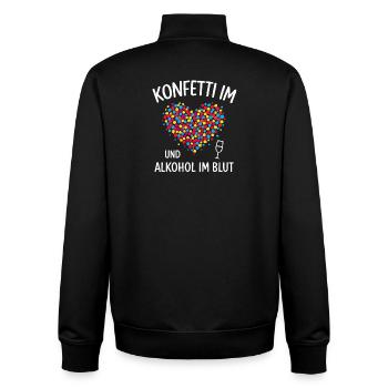 Karneval Konfetti Herz Party Spruch Fastnacht  - Unisex Organic Zip Sweatshirt von Stanley/Stella - Schwarz - Hinten - AI Model Male 185 light (185cm)