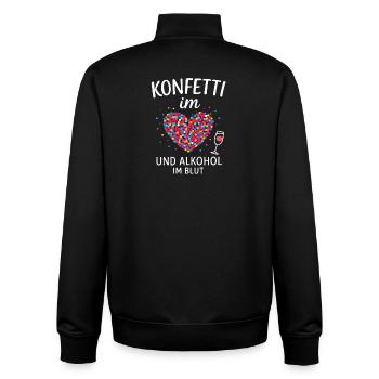 Karneval Konfetti Herz Party Spruch Fastnacht  - Unisex Organic Zip Sweatshirt von Stanley/Stella - Schwarz - Hinten - AI Model Male 185 light (185cm)