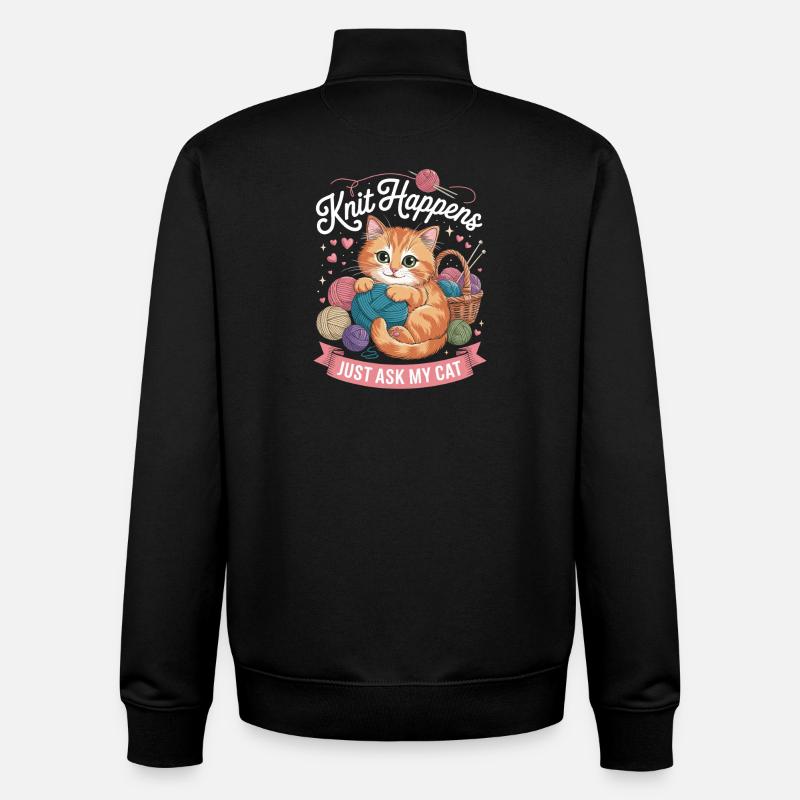 Kätzchen Strickzauber Garnliebe - Unisex Organic Zip Sweatshirt von Stanley/Stella - Schwarz