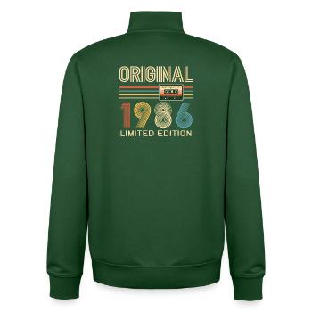 40th birthday, 40 years, original 1986 - Unisex Organic Zip Sweatshirt by Stanley/Stella - bottle green - Back - AI Model Male 185 dark (185cm)