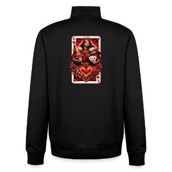 Spielkarte Herzkönig Paar Shirt Valentinstag No. 1 - Unisex Organic Zip Sweatshirt von Stanley/Stella - Schwarz - Hinten - AI Model Male 185 light (185cm)