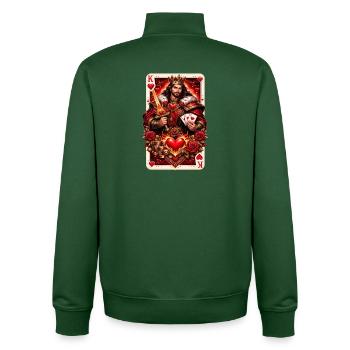 Spielkarte Herzkönig Paar Shirt Valentinstag No. 1 - Unisex Organic Zip Sweatshirt von Stanley/Stella - Flaschengrün - Hinten - AI Model Male 185 dark (185cm)
