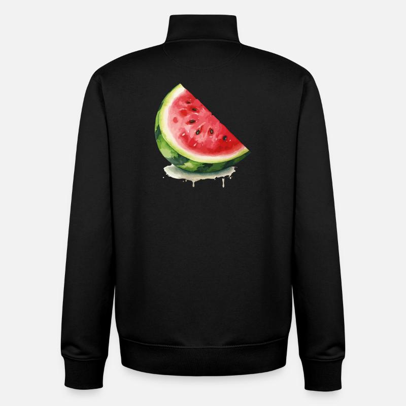 Tranche de pastèque à l’aquarelle - Sweat zippé unisexe en coton bio Stanley/Stella - noir