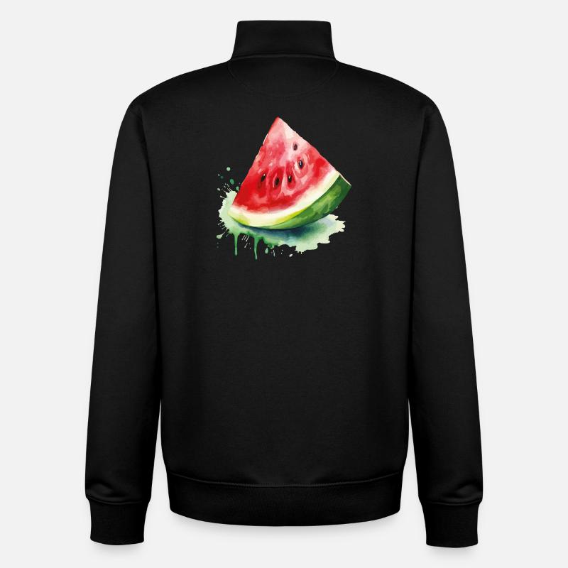 Éclaboussure d’aquarelle pastèque - Sweat zippé unisexe en coton bio Stanley/Stella - noir