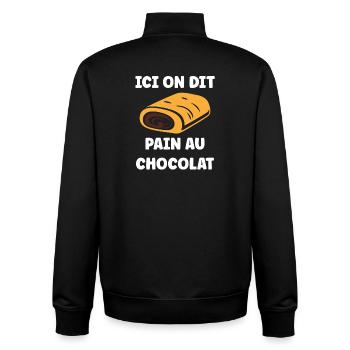 Hier sagen wir Pain au Chocolat - Unisex Organic Zip Sweatshirt von Stanley/Stella - Schwarz - Hinten - AI Model Male 185 light (185cm)