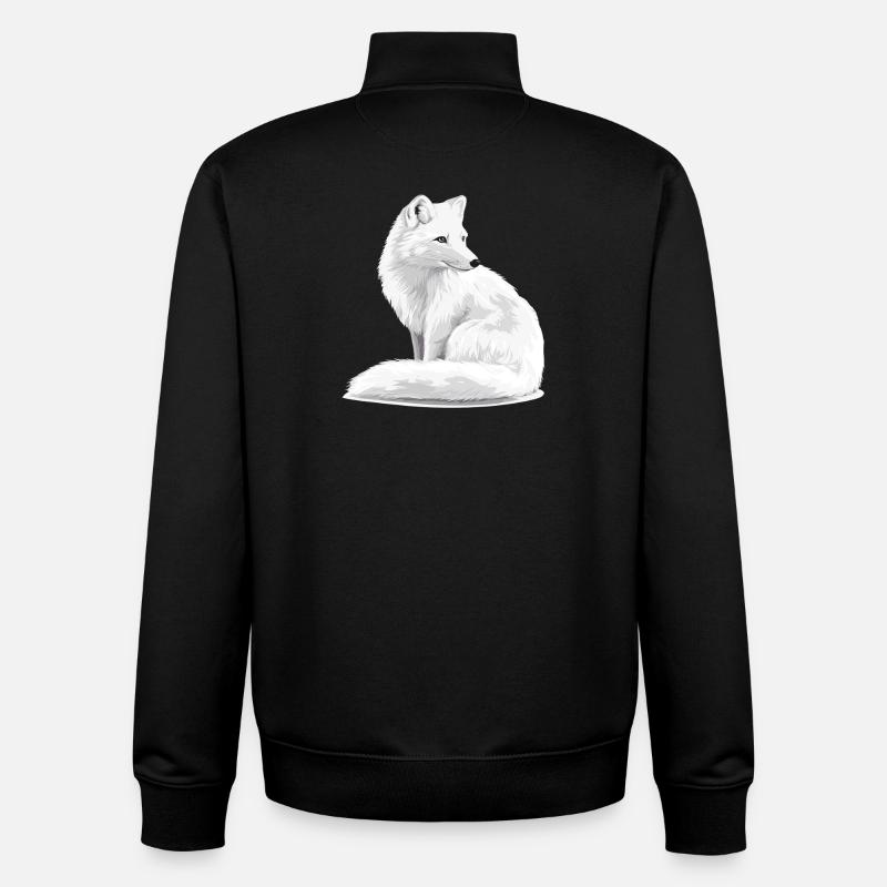 Illustration du Renard Blanche-Neige - Sweat zippé unisexe en coton bio Stanley/Stella - noir