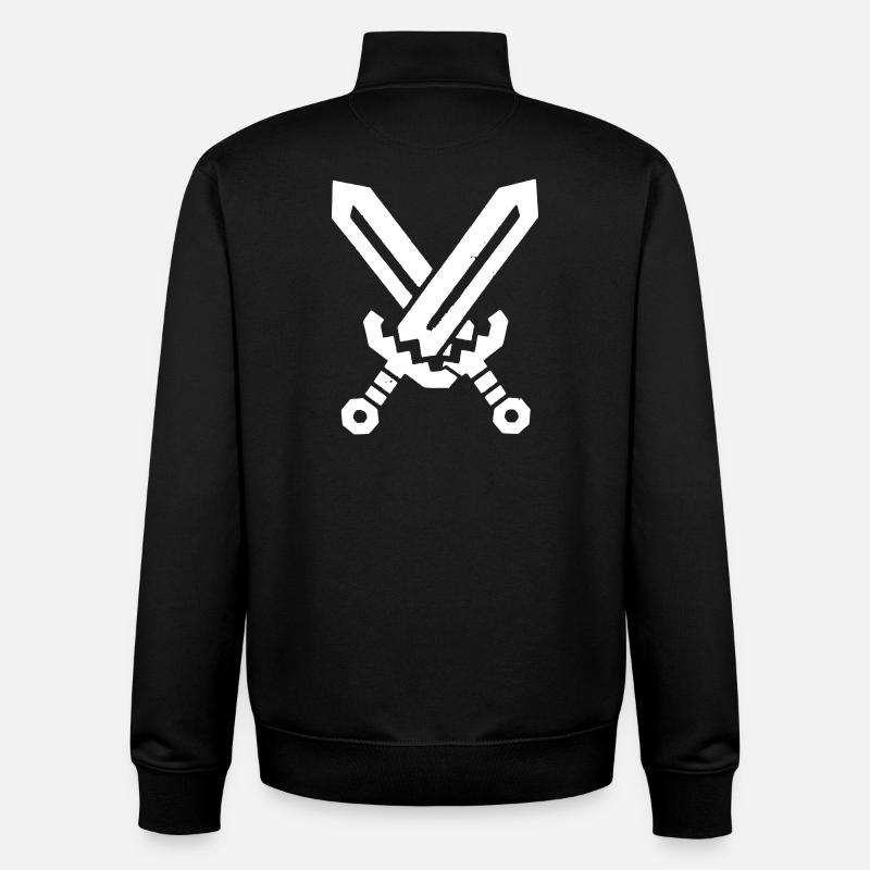Pixel Swords 8-Bit Retro - Unisex Organic Zip Sweatshirt by Stanley/Stella - black