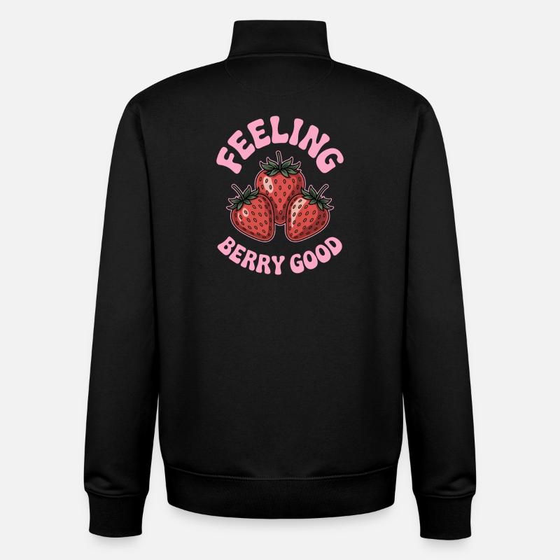 Erdbeeren Sprüche Lustiges Erdbeeren Geschenk - Unisex Organic Zip Sweatshirt von Stanley/Stella - Schwarz