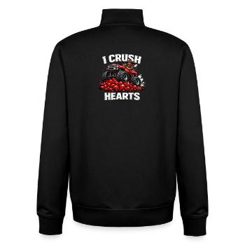 Valentines Day I Crush Hearts Cowboy Monster Truck - Unisex Organic Zip Sweatshirt by Stanley/Stella - black - Back - AI Model Male 185 light (185cm)