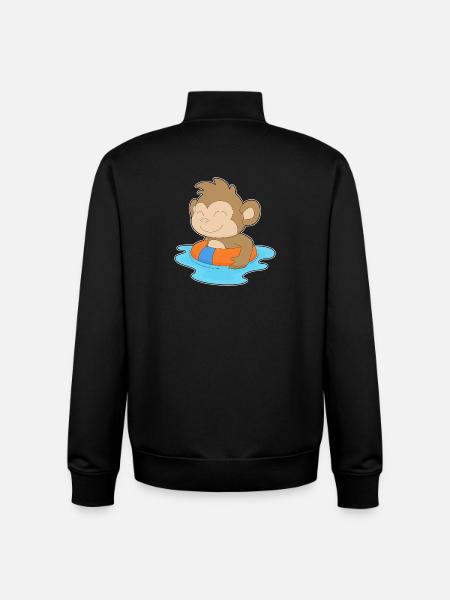 Monkey Swimming Swim Ring Summer - Unisex Organic Zip Sweatshirt by Stanley/Stella - black