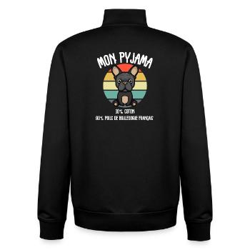 Pyjama Chien Bouledogue Français Humour - Sweat zippé unisexe en coton bio Stanley/Stella - noir - Dos - AI Model Male 185 light (185cm)