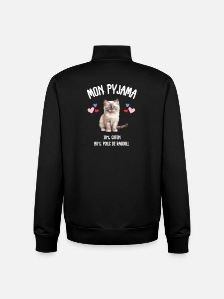 Ragdoll Humor Katzenhaar-Schlafanzug - Unisex Organic Zip Sweatshirt von Stanley/Stella - Schwarz