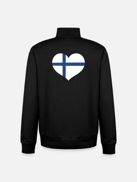 Finland Flag Heart - Unisex Organic Zip Sweatshirt by Stanley/Stella - black
